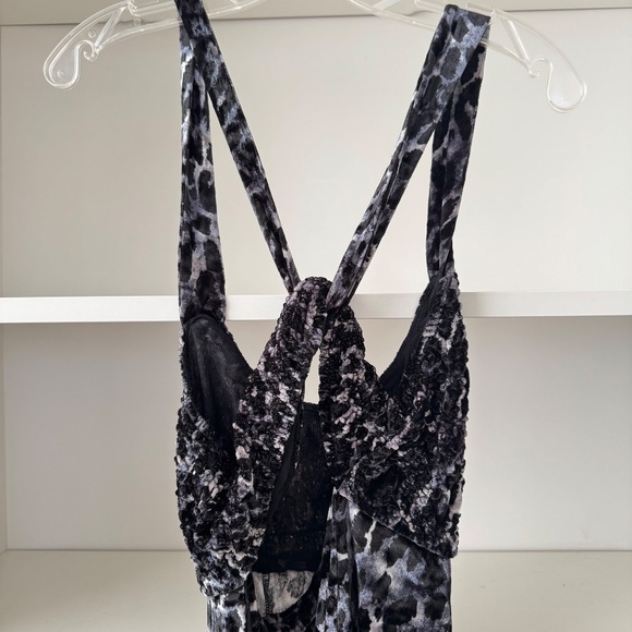 FREE PEOPLE Blue Virgo Moon Velvet Leopard Mini Dress - Picture 5 of 6